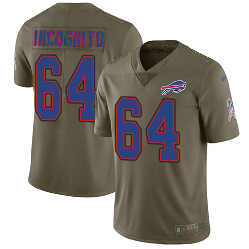 Nike Bills #64 Richie Incognito Olive Men's Stitched NFL Limited Salute To Service Jersey